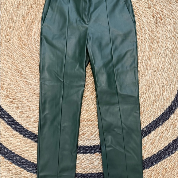 Ann Taylor Dark Green Faux Leather Trousers - Picture 1 of 3